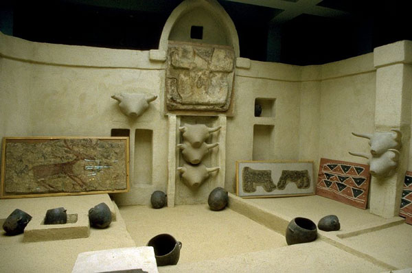 replica of neolithic shrine of catalhoyuk in anatolian civilisations museum in ankara