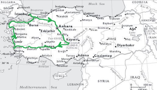 Western Turkey Cappadocia Tour Map 11 Days